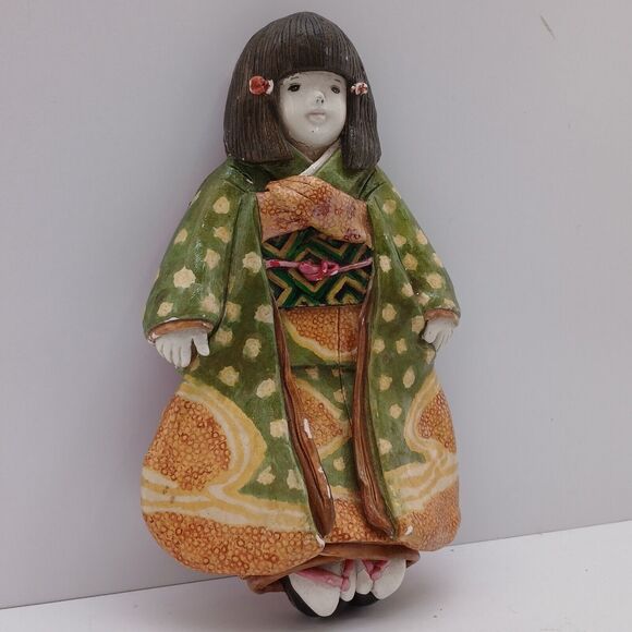 Vintage Decorative Japanese Doll Kimono 8" Tall Ceramic Figurine - Picture 2 of 12